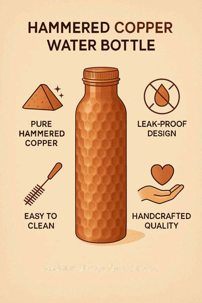 Hammered Copper Water Bottle, Ayurvedic Health & Antioxidant Benefits | Zenca