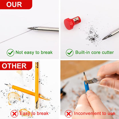 Deep hole carpenter pencil marking through a drilled hole