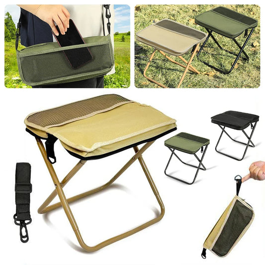 Portable folding stool with carbon steel X frame