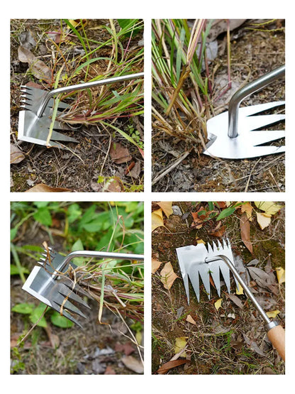 Steel handle hand rake