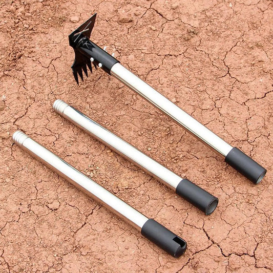 Dual action long handle weeding hoe with cast steel head