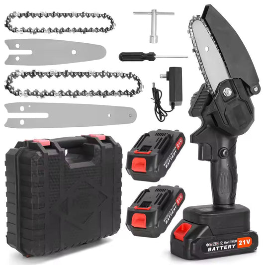 Mini cordless electric chainsaw with batteries