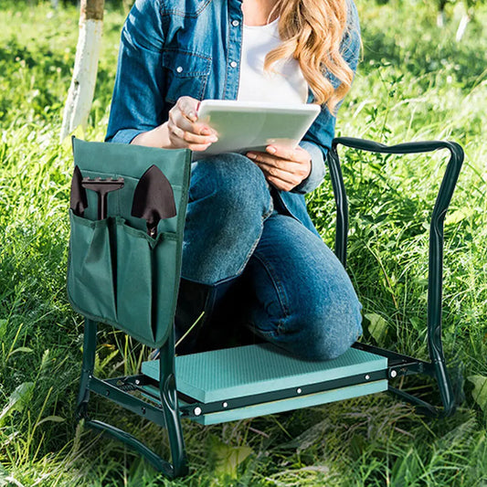Folding garden kneeler and stool