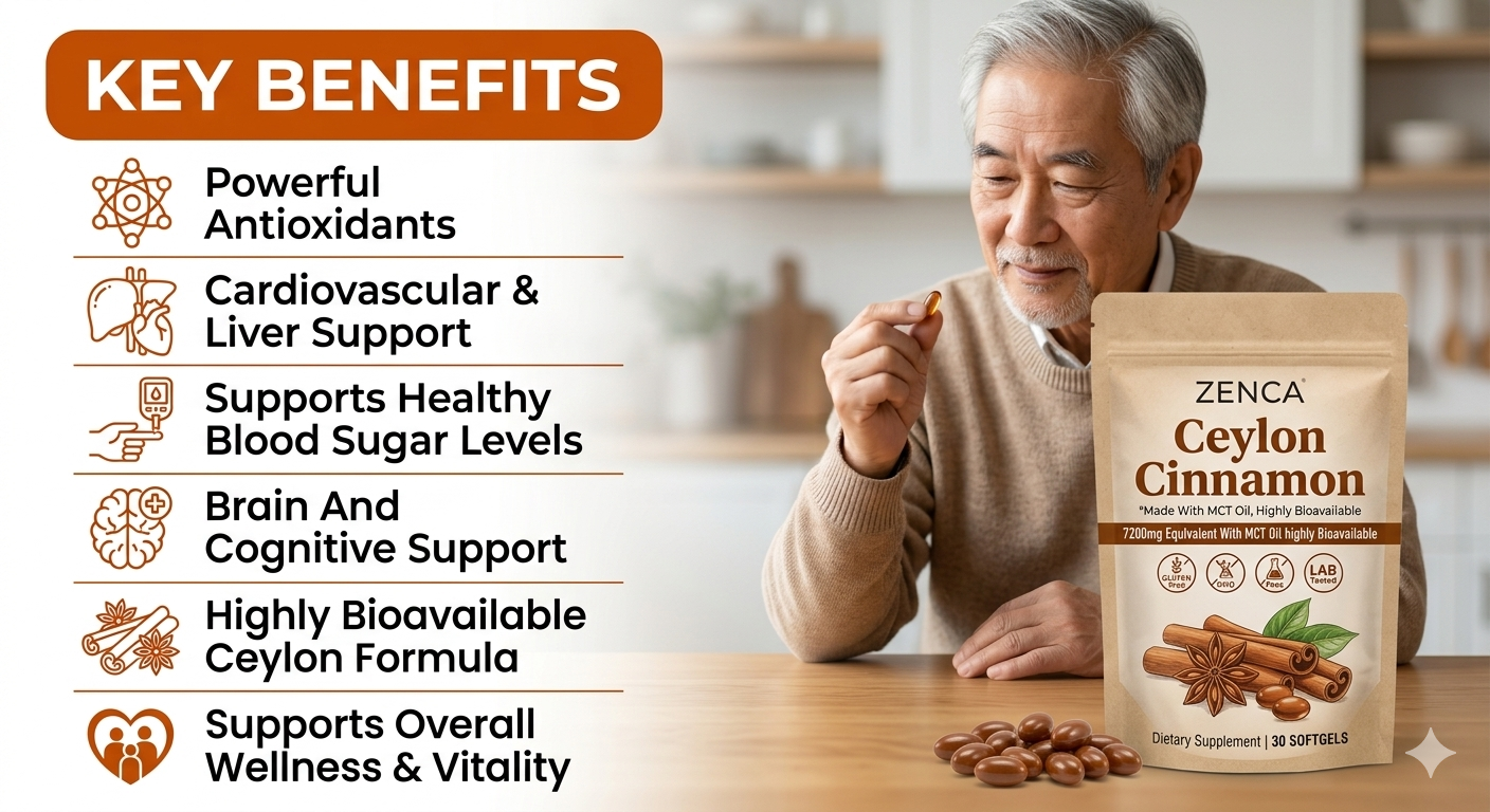 Ceylon Cinnamon Supplement for Blood Sugar Support & Metabolism | Zenca