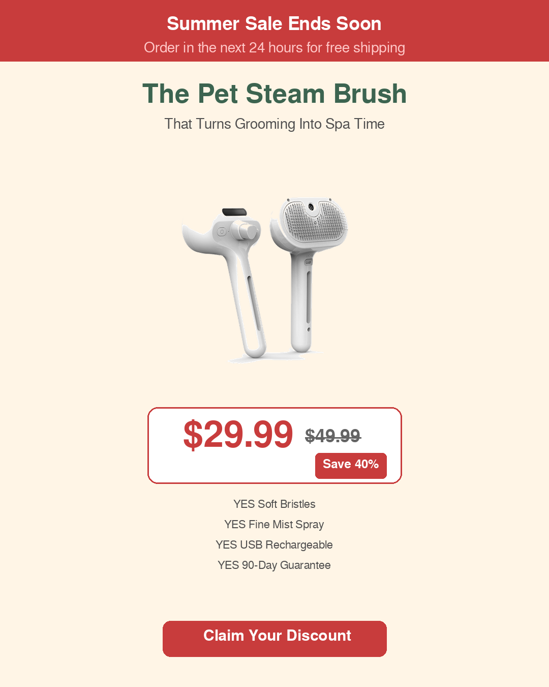 3-in-1 Pet Steam Grooming Brush™