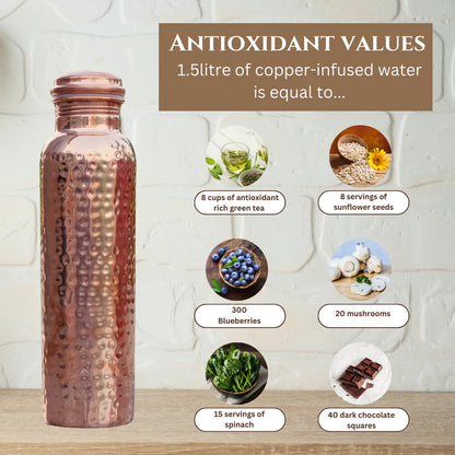 Hammered Copper Water Bottle, Ayurvedic Health & Antioxidant Benefits | Zenca