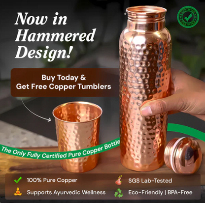 Hammered Copper Water Bottle, Ayurvedic Health & Antioxidant Benefits | Zenca