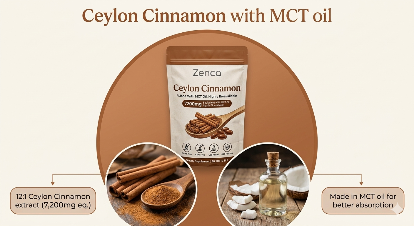 Ceylon Cinnamon Supplement for Blood Sugar Support & Metabolism | Zenca