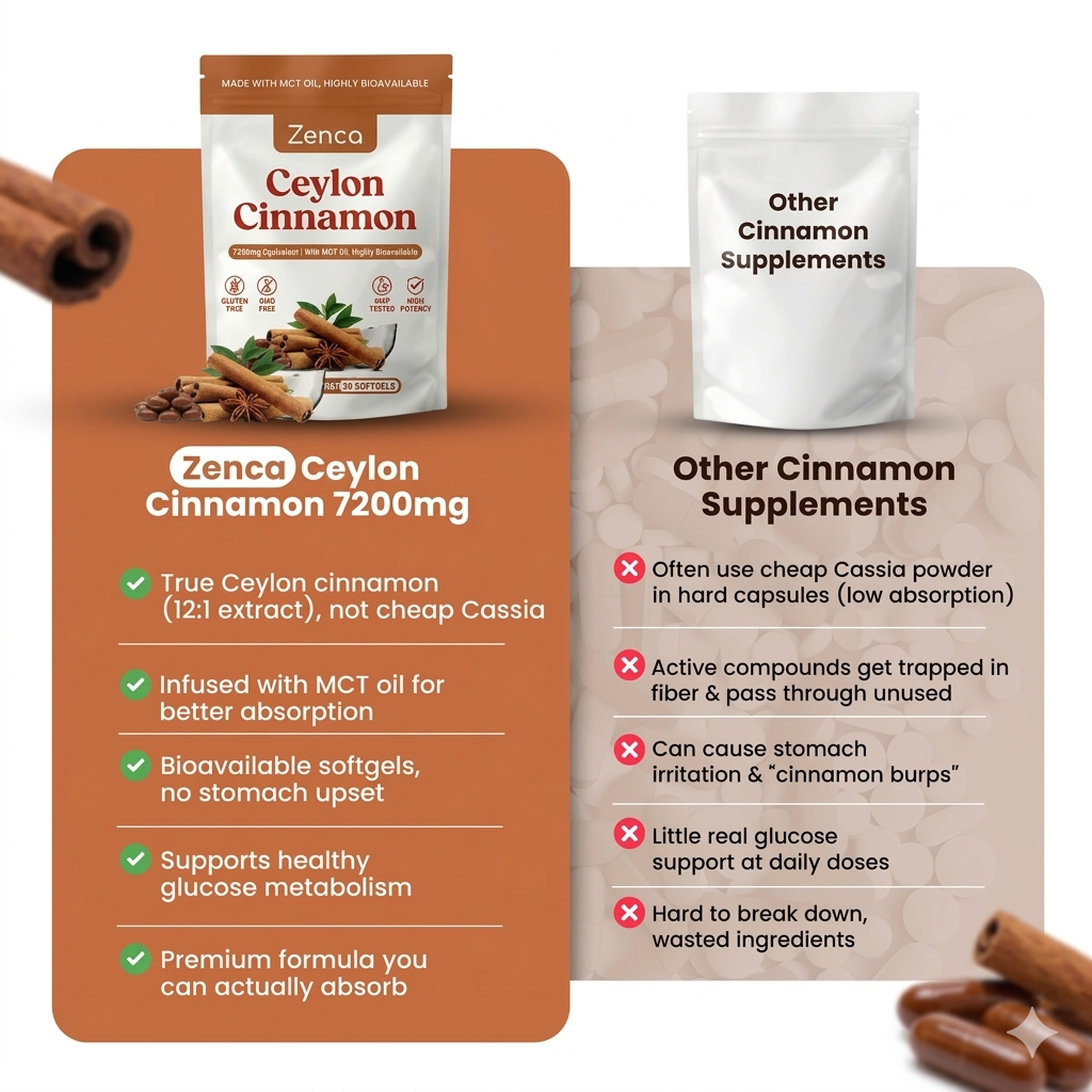 Ceylon Cinnamon Supplement for Blood Sugar Support & Metabolism | Zenca